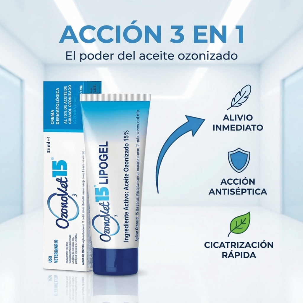 Lipogel Ozonovet 15 – Solución natural y efectiva para la piel de tu mascota