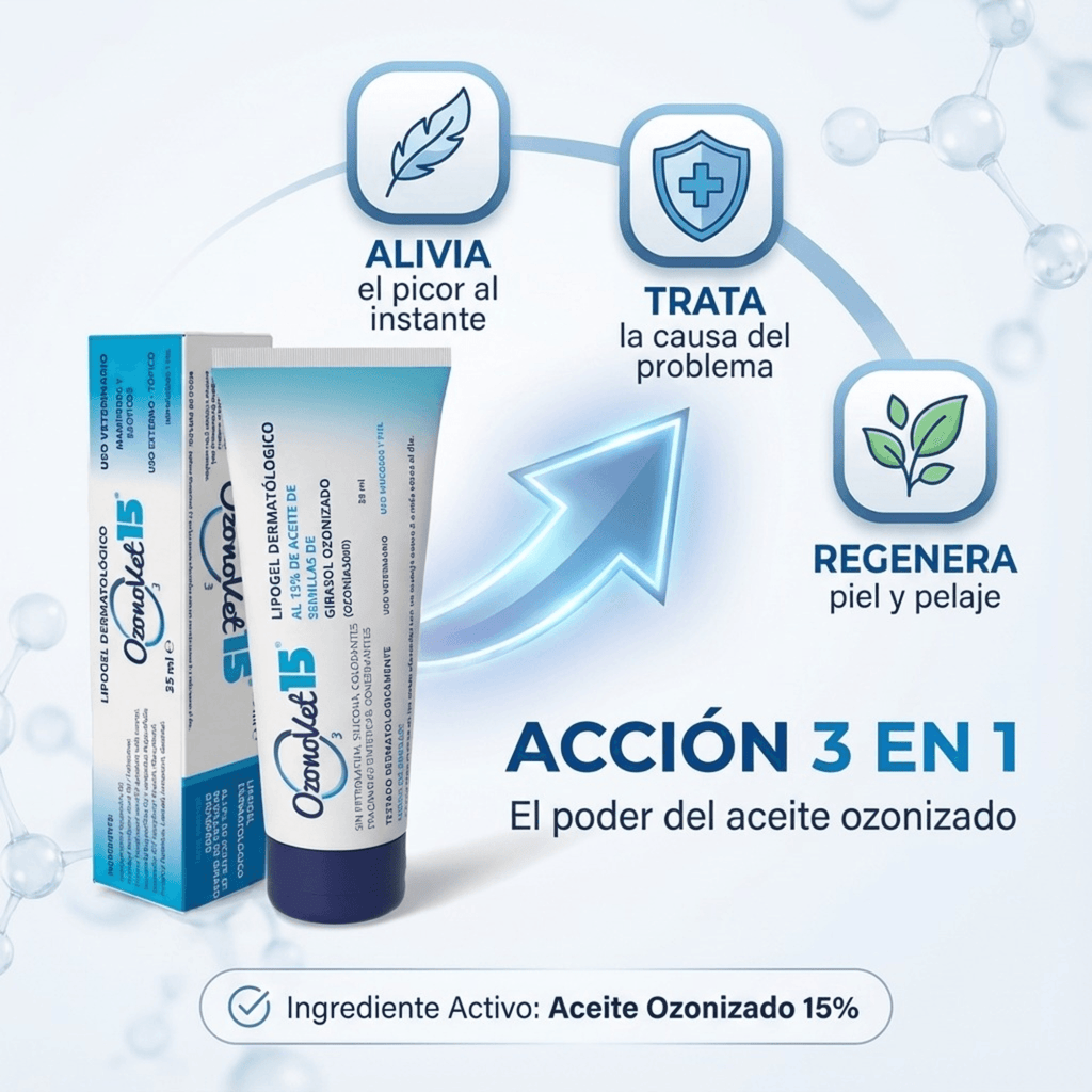 Lipogel Ozonovet 15 – Solución natural y efectiva para la piel de tu mascota
