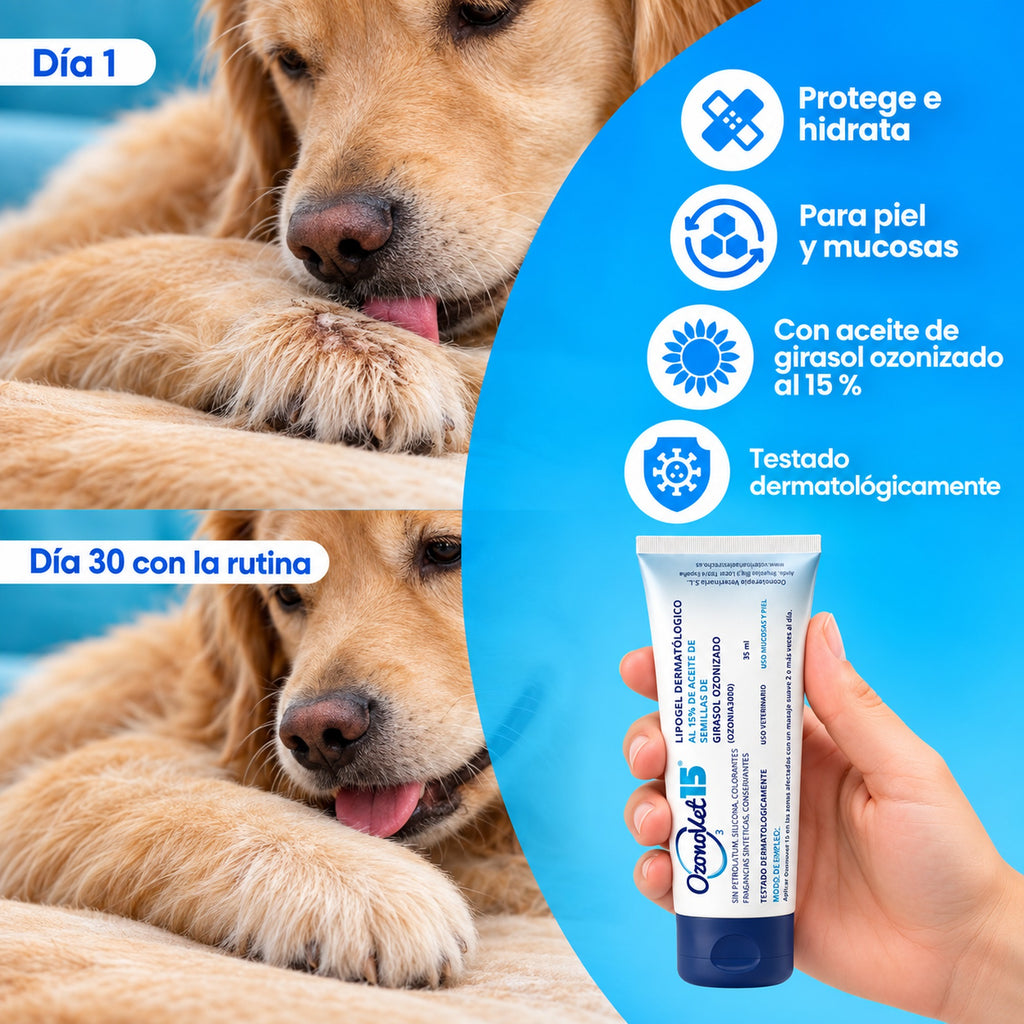 Lipogel Ozonovet 15 - Crema de Ozono para la Piel de Perros y Gatos