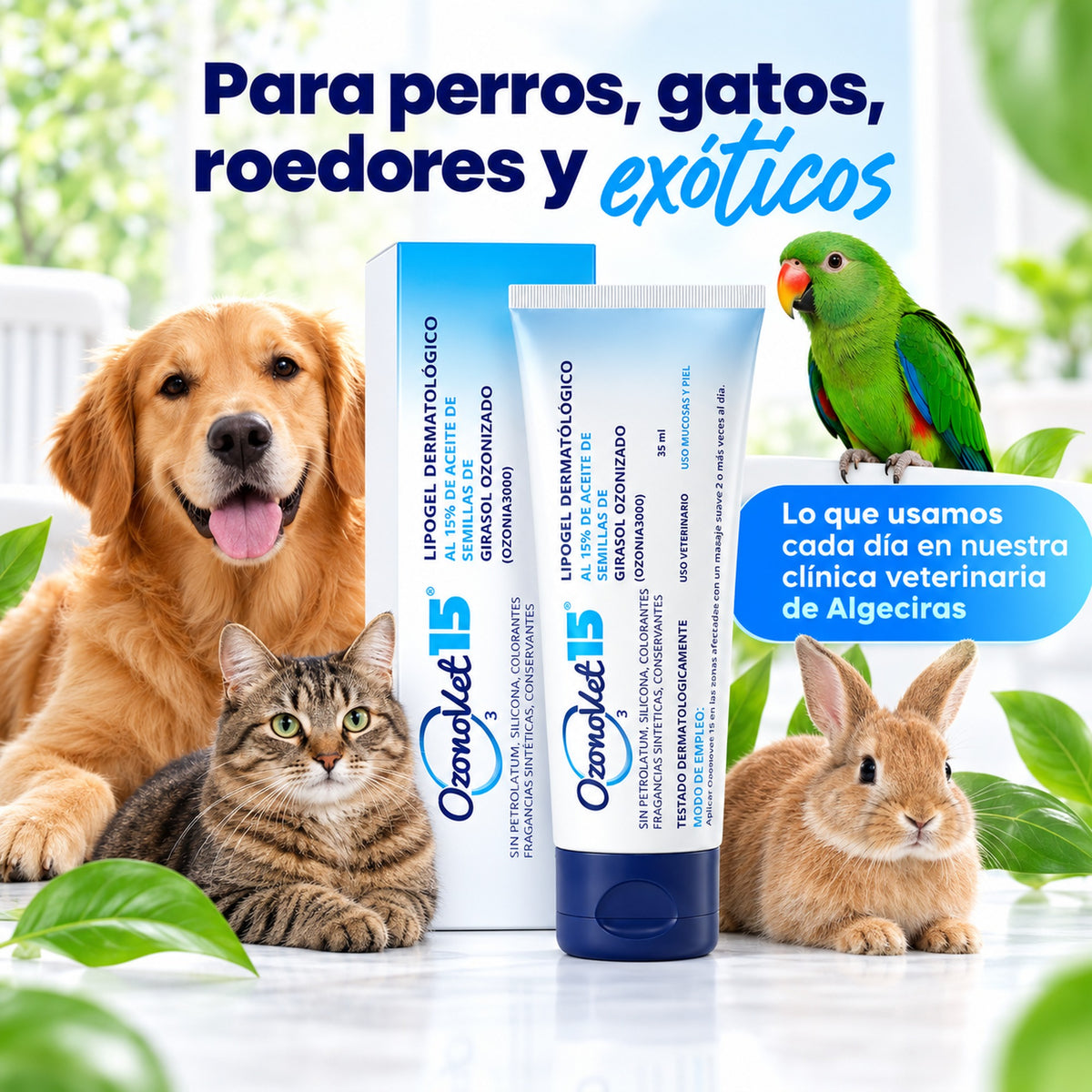 Lipogel Ozonovet 15 - Crema de Ozono para la Piel de Perros y Gatos