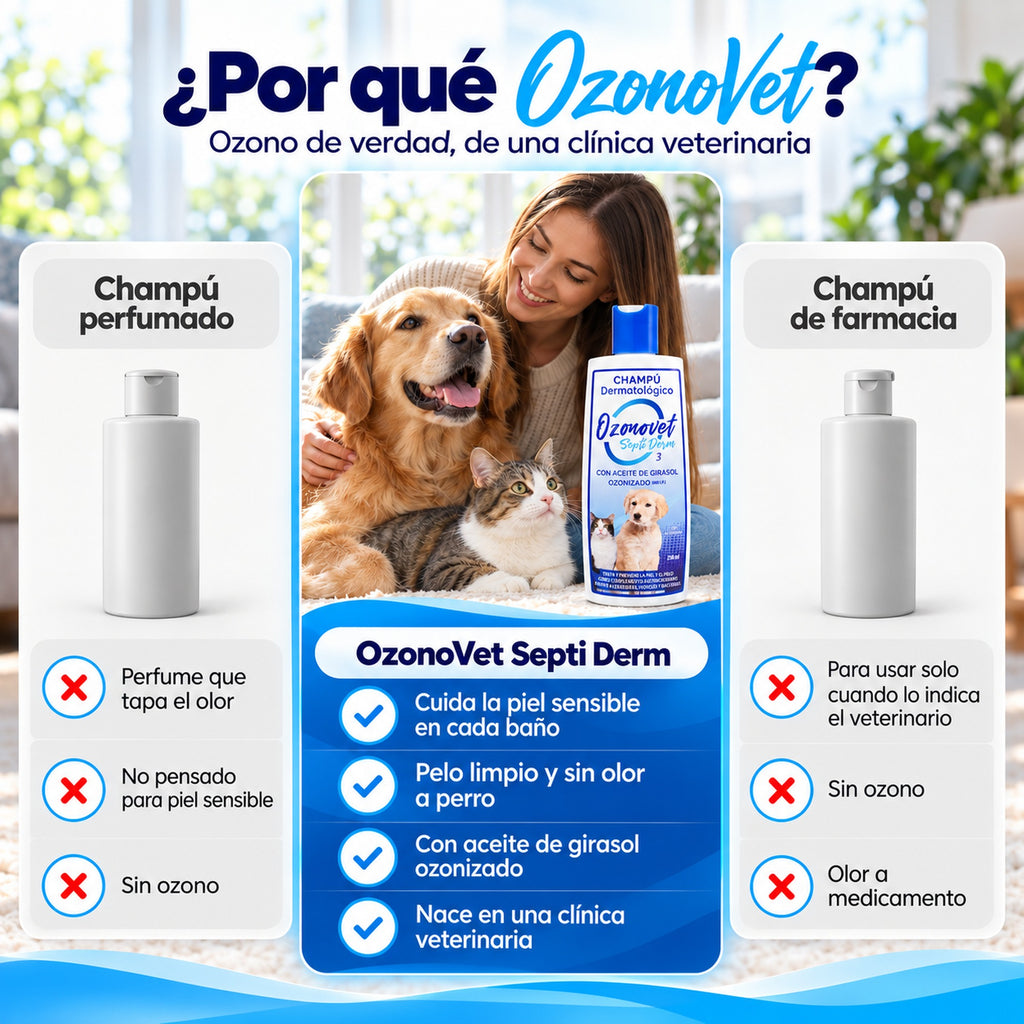 Ozonovet Septi-Derm - Champú de Ozono Dermatológico (250 ml)